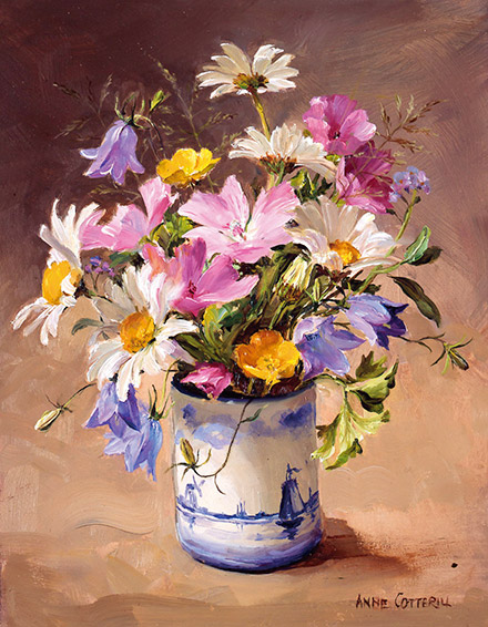 Mallows and Dog Daisies card by Anne Cotterill