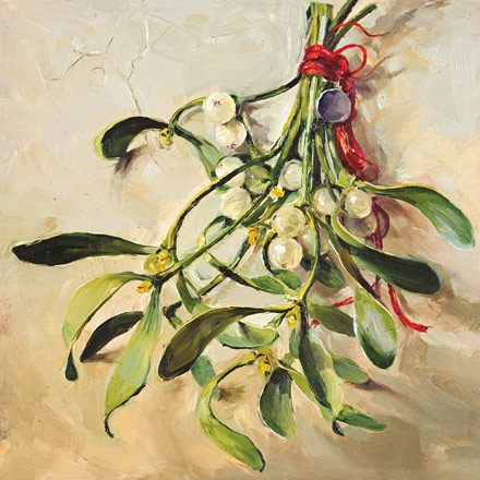 Mistletoe Christmas Card by Anne Cotterill