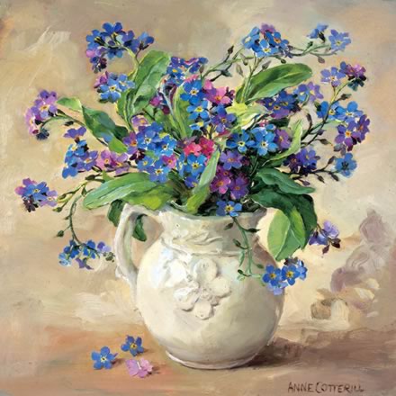 Forget-me-nots - Birthday Greetings Card by Anne Cotterill Flower Art