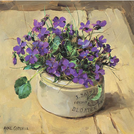 Wild Violets greeting card by Anne Cotterill Flower Art