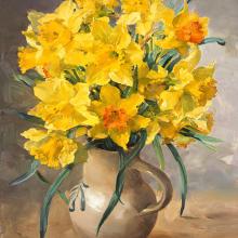 Daffodils - Greetings Card by Anne Cotterill