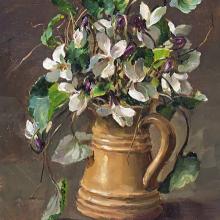 Wild White Violets - flower card by Anne Cotterill