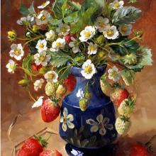 Strawberries -  Blank Card or Birthday Card by Anne Cotterill Flower Art
