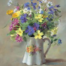 Wild Flowers in the Victorian Jug - blank or birthday card by Anne Cotterill
