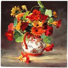 Notebook Marigolds and Nasturtiums - Anne Cotterill Flower Art