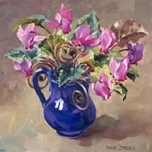 Pink Cyclamen - blank card by Anne Cotterill