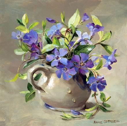 Periwinkles - Birthday Card by Anne Cotterill Flower Art