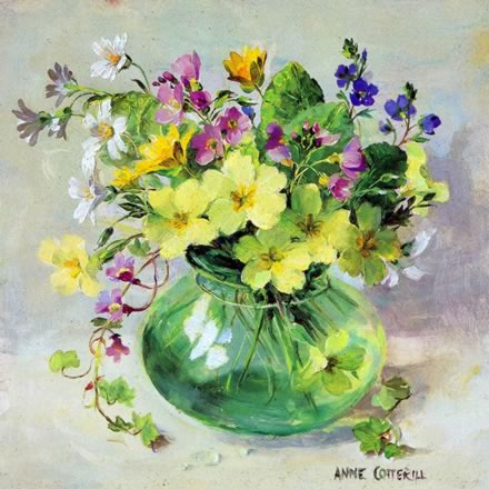 Spring Posy - Blank Card by Anne Cotterill Flower Art