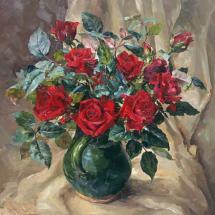 Red Roses - Flower card by Anne Cotterill