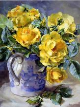 Yellow Roses - Blank/Birthday Card by Anne Cotterill Flower Art
