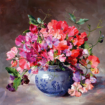 Bouquet of Sweet Peas - new birthday card by Anne Cotterill