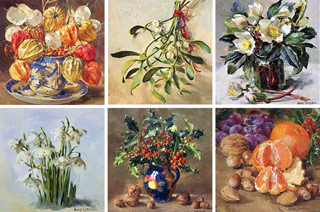 Christmas Card Set No.3  Small Square - by Anne Cotterill