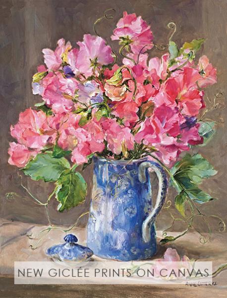 'Sweet Peas in a Blue and White Coffee Pot' Giclee Print  by Anne Cotterill
