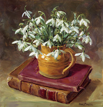Snowdrops with Books Christmas Card